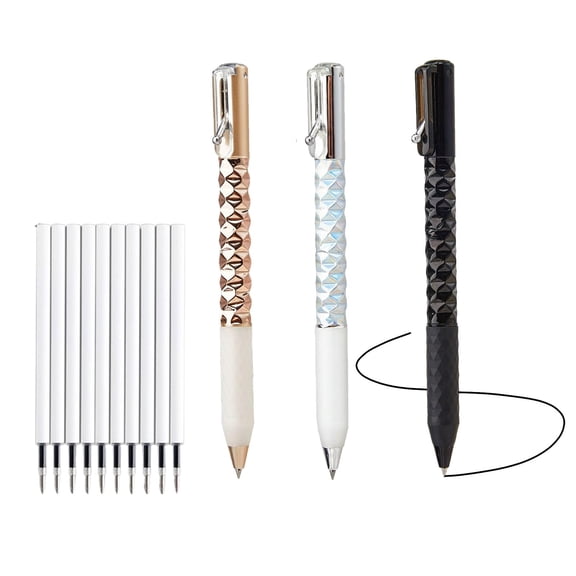 Geometric Decompression Pen — Press to Transform, Crinkle Pens Funny Pens for Adults,Metallic Geometric Morphing Ballpoint Pen, Metal Shape Shifting Switch Pen, with 10 Refills
