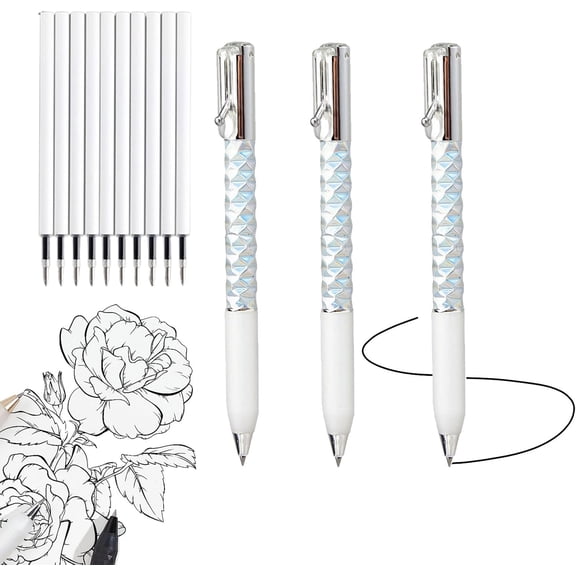 Geometric Decompression Pen — Press To Transform, Geometric Switch Gel Pens, Fancy One-Click Deformation Fidget Pen, 0.5mm Retractable, With 10pcs Replacement Refills, For Writing And Drawing(Silver)