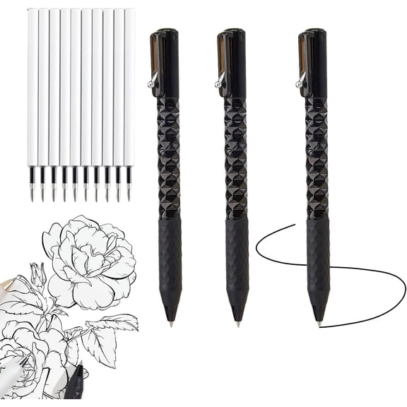 Geometric Decompression Pen — Press To Transform, Geometric Switch Gel Pens, Fancy One-Click Deformation Fidget Pen, 0.5mm Retractable, With 10pcs Replacement Refills, For Writing And Drawing (Black)