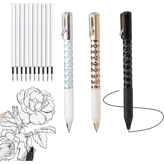 Geometric Decompression Pen — Press To Transform, Geometric Switch Gel Pens, Fancy One-Click Deformation Fidget Pen, 0.5mm Retractable, With 10pcs Replacement Refills, For Writing And Drawing (Mixed)