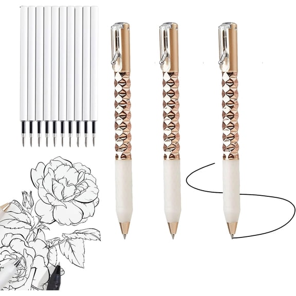 Geometric Decompression Pen — Press To Transform, Geometric Switch Gel Pens, Fancy One-Click Deformation Fidget Pen, 0.5mm Retractable, With 10pcs Replacement Refills, For Writing And Drawing (Gold)