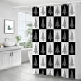 thumbnail image 1 of Geometric Decor Shower Curtain Black White Grid Modern Bathroom Decor Polyester Fabric Scr, 1 of 5