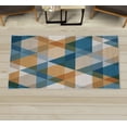 thumbnail image 1 of Geometric Decorative Rug, Abstract Geometric Pattern Vintage Inspired Retro Colors Old Style Graphic Art, Quality Carpet for Bedroom Dorm and Living Room, 6 Sizes, Sea Blue, by Ambesonne, 1 of 1