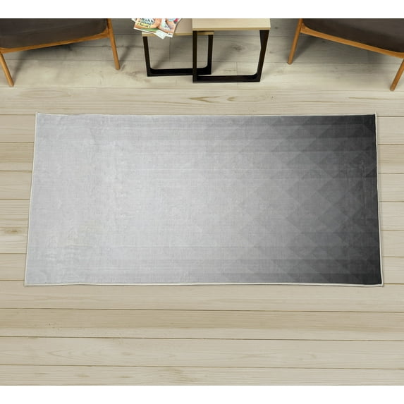 Geometric Decorative Rug, Ombre Geometric Triangle Shape by Digital Gradient Modern Retro Style, Quality Carpet for Bedroom Dorm and Living Room, 6 Sizes, Pale Grey, by Ambesonne