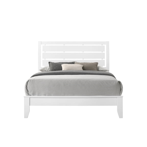 Geometric Design Queen Bed With Curved Headboard & Finish Contemporary Soft Construction