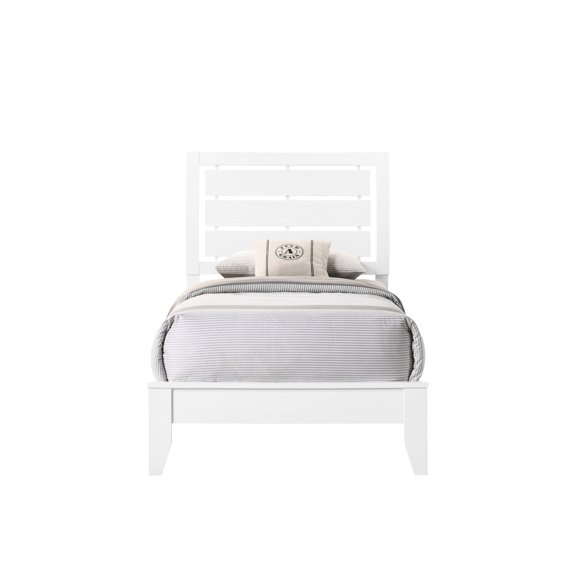 Geometric Design Twin Bed, White Finish And Frame Construction ...