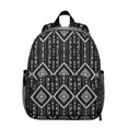 thumbnail image 1 of Geometric Diamond Black Pattern Backpack for School, Cute School Bag with Adjustable Shoulder Straps and Padded Back, 13.8"x11.4"x6", 1 of 5