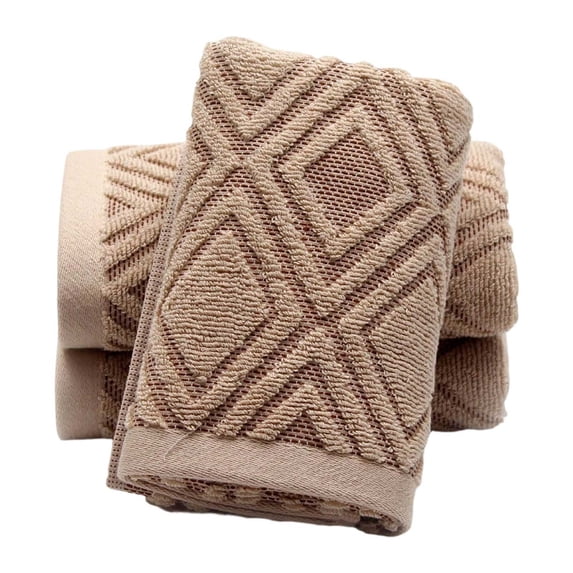 Geometric Diamond Cotton Hand Towel Coffee Super Absorbent Thickened Pure Cotton Face Towel for Bathroom Daily Use