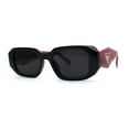 thumbnail image 1 of Geometric Diamond Cut Dimensional Mod Rectangle Sunglasses Black Red Black, 1 of 4