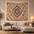 thumbnail image 1 of Geometric Diamond Motif on Weathered Cream Background, Calming Rustic for Boho Decor Lovers, Southwestern Symmetrical Wall Art, Housewarming Gift Tapestry Wall Hanging for Bedroom and Living Room, 1 of 7