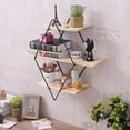thumbnail image 1 of Geometric Diamond Shaped 3 Tier Mounted Floating, Home Decor, Metal Wire and Rustic Wood Wall Storage Shelves Home Decor, 1 of 6
