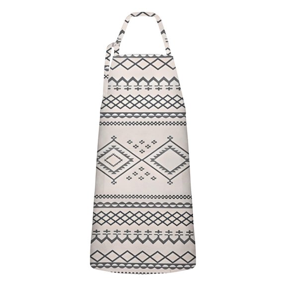 Geometric Diamond Striped Pattern Apron-Garden Aprons for Women with Pockets-Cotton Linen Waterproof Kitchen Cooking Gardening Aprons Adjustable for Kitchen,Cooking,BBQ and Salon 33x27 Inch