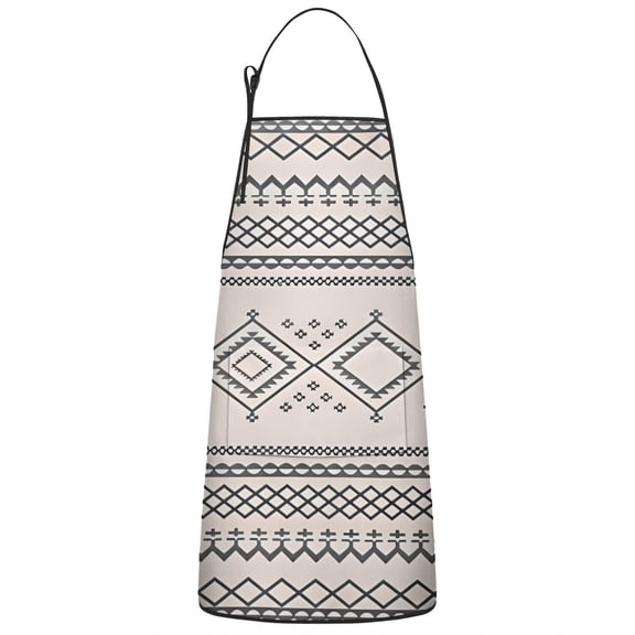 Geometric Diamond Striped Pattern Apron-Garden Aprons for Women with Pockets-Cotton Linen Waterproof Kitchen Cooking Gardening Aprons Adjustable for Kitchen,Cooking,BBQ and Salon 33x27 Inch
