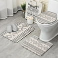 thumbnail image 1 of Geometric Diamond Striped Pattern Bathroom Rugs Sets 3 Piece,Toilet Cover Set,Absorbent Non Slip Bathroom Mats Sets with U-Shaped Contour Rug Toilet Rug Set, 1 of 5