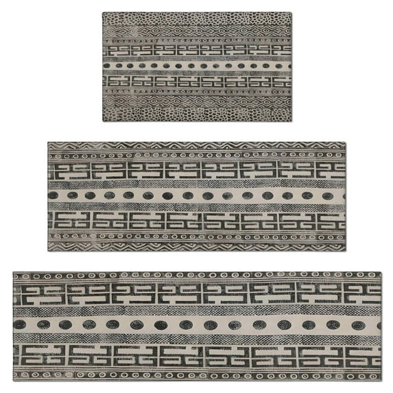 Geometric Diamond Striped Pattern Kitchen Rugs Sets Of 3,Kitchen Runner Rugs Non Skid Washable,Decorative Kitchen Floor Mats for Kitchen,Sink,Laundry,17"x30"+ 17"x47" + 17"x59"