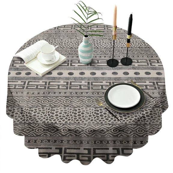 Geometric Diamond Striped Pattern Round Tablecloth 60"x60",Wrinkle Wipeable Table Cloth for Kitchen Dining Room Picnic Patio Party