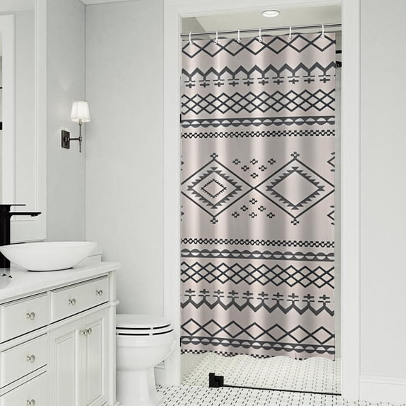 Geometric Diamond Striped Pattern Shower Curtain 36"x72" ,Bathroom Decorative Shower Curtains Set with 12 Hooks,Modern Waterproof Washable Shower Curtain