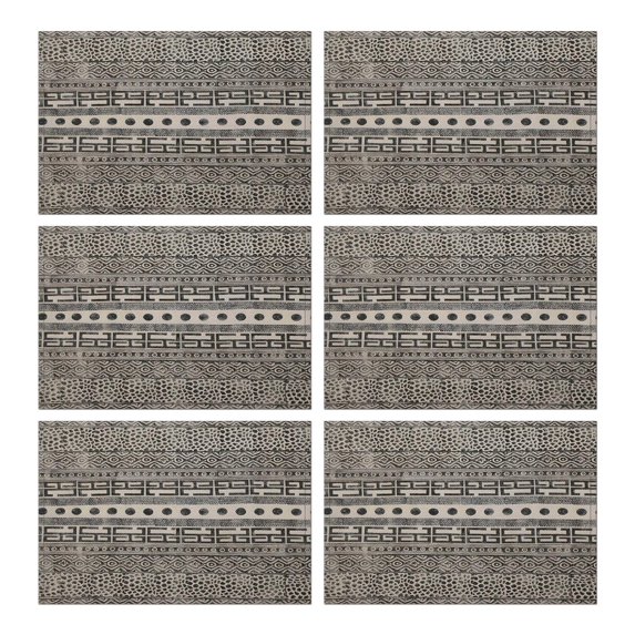 Geometric Diamond Striped Pattern Summer Placemats Table Placemats Set Of 6-Linen Kitchen Washable Placemats Table Mats 11.8"x17.7" Non-Slip Heat Resistant
