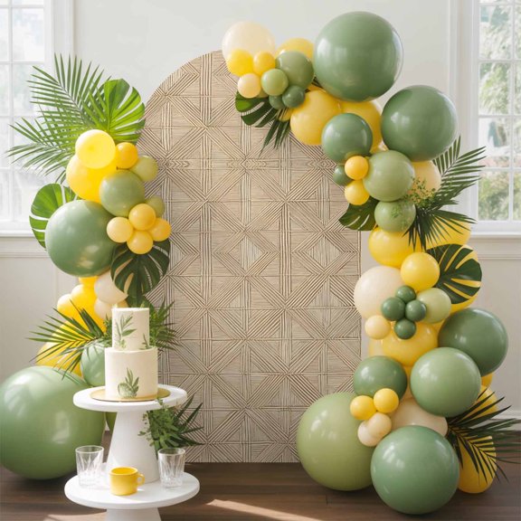 Geometric Diamond Weave Arch Backdrop Cover, 4FT, Boho Interwoven Straw Brown Spandex Arch Covers Double-Sided Backdrop for Wedding Birthday Party Photo Background Decoration
