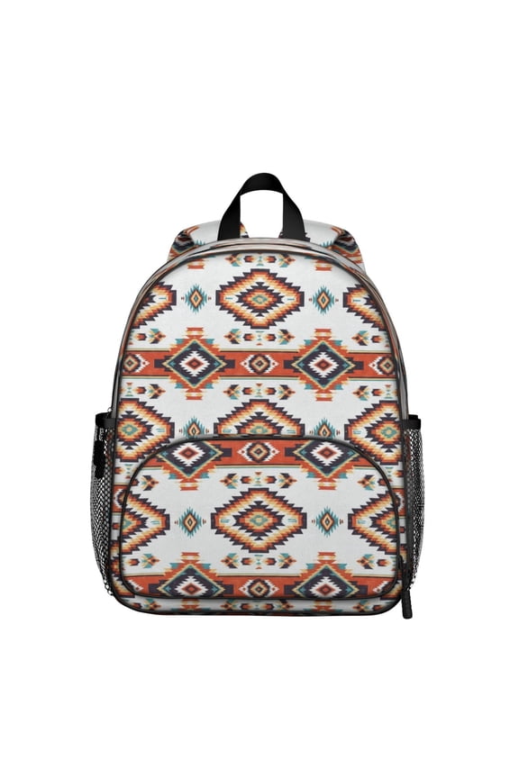 Geometric Diamond White Pattern Backpack for School, Cute School Bag with Adjustable Shoulder Straps and Padded Back, 13.8"x11.4"x6"