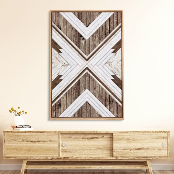 Geometric Diamond Wood Panel Unframed Paper Print