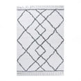 thumbnail image 1 of Geometric Diamonds Boho Shag Indoor Tassel Area Rug, Black/Cream, 4' x 6', 1 of 8