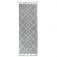thumbnail image 1 of Geometric Diamonds Boho Shag Indoor Tassel Runner Rug, Cream/Grey, 2' 7" x 8', 1 of 6