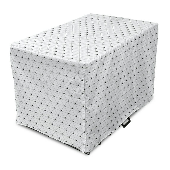 Geometric Dog Crate Cover, Monochrome Contemporary Graphic with Triangles Grid Print, Easy to Use Pet Kennel Cover Small Dogs Puppies Kittens, 7 Sizes, Charcoal Grey Coconut, by Ambesonne