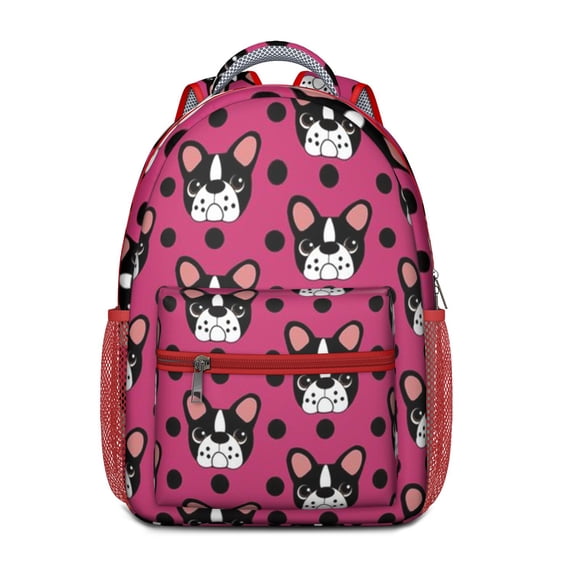 Geometric Dog Pattern Ergonomic Backpack - Adjustable Straps & Organized Pockets