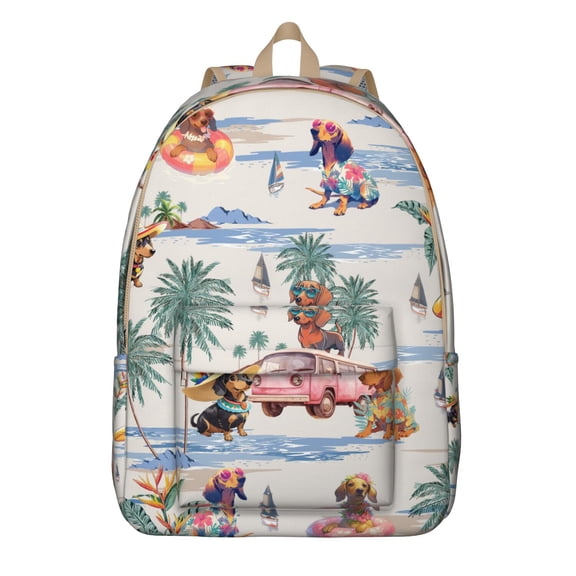 Geometric Dog Pattern Travel Backpack – Durable Oxford Material with Large Capacity and Anti-theft Features, Suitable for Daily Commuting, Outdoor Activities, and Travel