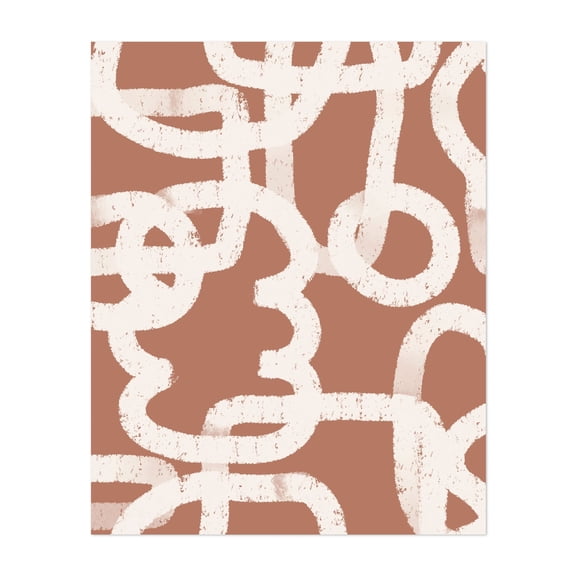 Geometric Doodles Mocha Mousse - Digital Art Abstract Line Art Pattern Modern Art Minimalist Geometric Boho Unframed Wall Art Print 6 x 8 inches