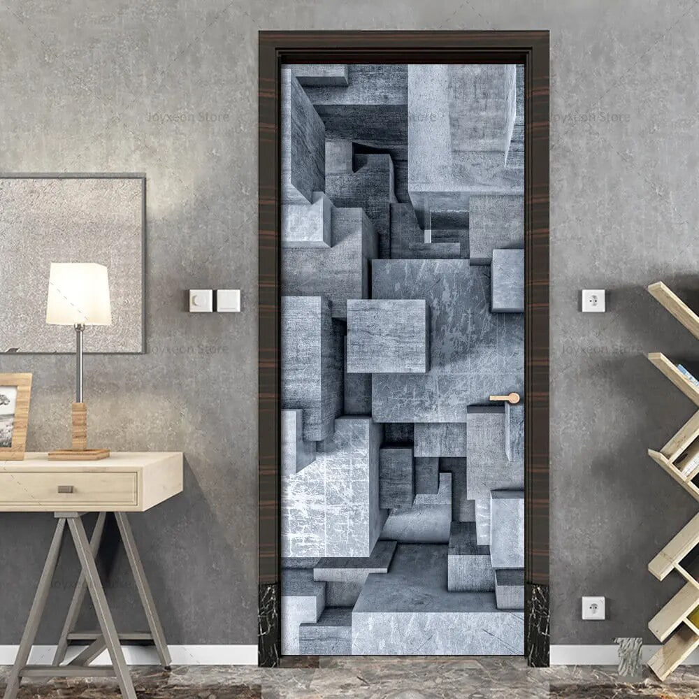 Geometric Door Sticker Cool Threedimensional Line Sense Poster Matte