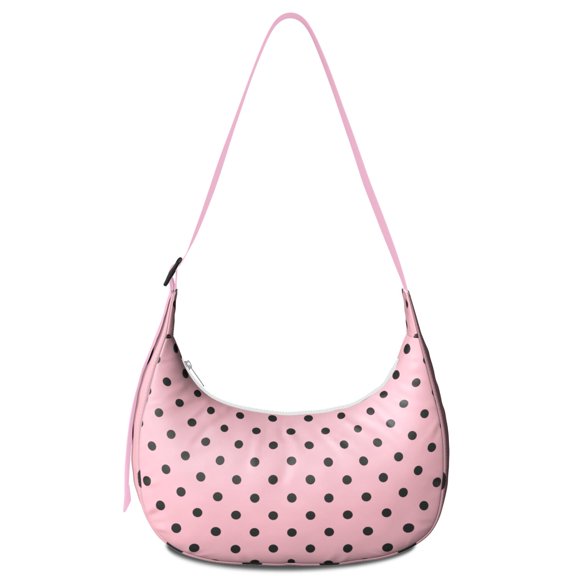 Geometric Dots Print Crossbody Bag for Women Retro Polka Dot Crescent Shoulder Purse with Adjustable Strap Compact Corduroy Bag for Shopping Hiking or Office Use