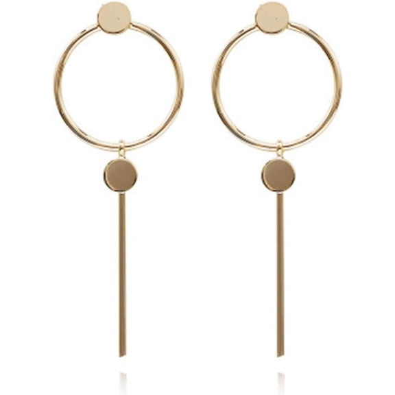 Geometric Double Circle Hoop Dangle Earrings Simple 8 Infinity Knot Bar Tassel Drop Earrings for Women Jewelry