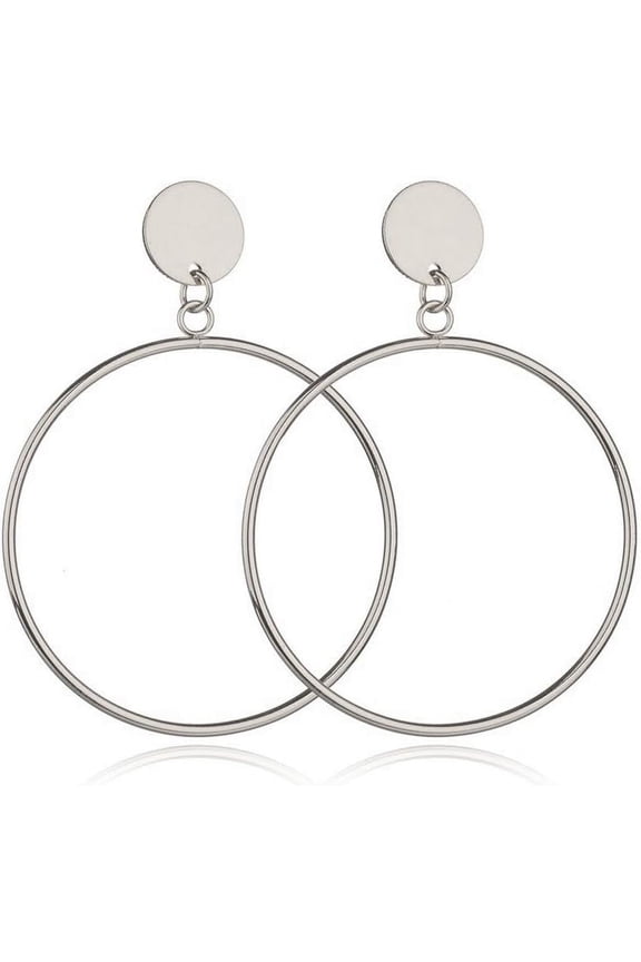 Geometric Double Circle Round Stud Earrings Women's Lucky Number 8 Shape Hollow Big Hoop Earrings