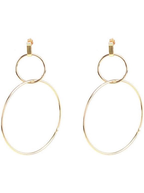Geometric Double Circle Round Stud Earrings Women's Lucky Number 8 Shape Hollow Big Hoop Earrings