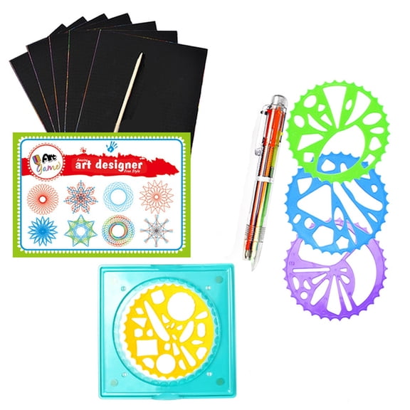 Geometric Drawing Template Set, Spiral Art Gear Tool Kit for Kids STEM Arts and Crafts, Educational Geometric Ruler for Students, Creative Classroom Gifts，D