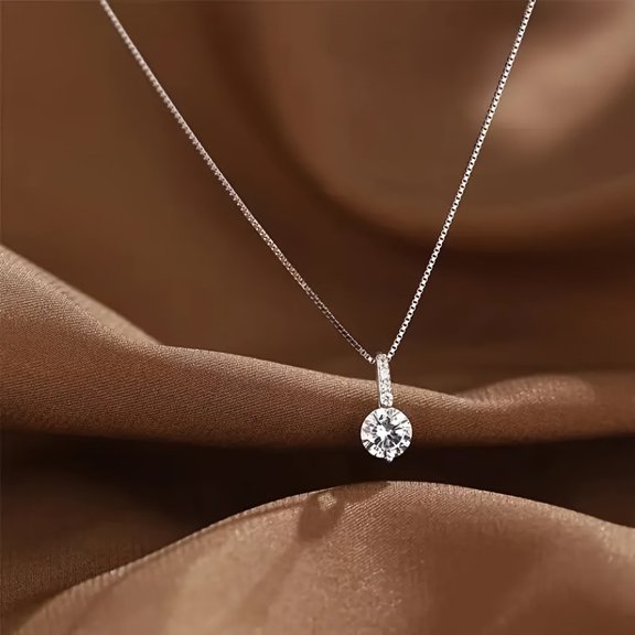 Geometric Drop Necklace Clavicle Chain Women Jewelry Shine Zircon Pendant Necklace