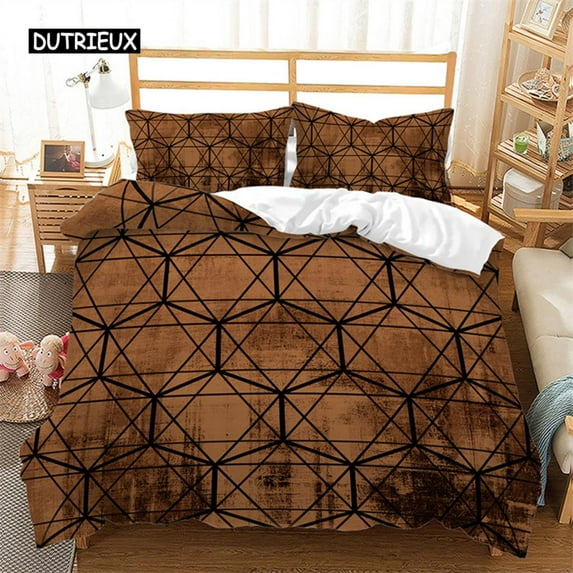 Geometric Duvet Cover Abstract Bedding Set Microfiber Vintage Exotic Floral Pattern Comforter Cover