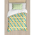 thumbnail image 1 of Geometric Duvet Cover Set, Abstract Colorful Pattern Circular and Diamond Shaped Cubic Print, Decorative 2 Piece Bedding Set with 1 Pillow Shams, Twin Size, Yellow and Blue, by Ambesonne, 1 of 3