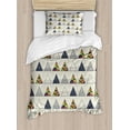 thumbnail image 1 of Geometric Duvet Cover Set, Abstract Hand Drawn Triangles with Minimalist Modern Native Boho Style Illustration, Decorative 2 Piece Bedding Set with 1 Pillow Shams, Twin Size, Taupe, by Ambesonne, 1 of 3