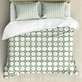 thumbnail image 1 of Geometric Duvet Cover Set, Abstract Ornamental Stars and Circles Shapes in Recurring Design, Decorative 3 Piece Bedding Set with 2 Pillow Shams, Queen Size, Laurel Green Taupe White, by Ambesonne, 1 of 3