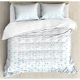 thumbnail image 1 of Geometric Duvet Cover Set, Abstract Soft Toned Triangles Hipster Fashion Boho Minimalist Design, Decorative 3 Piece Bedding Set with 2 Pillow Shams, Calking Size, Pale Blue and White, by Ambesonne, 1 of 3