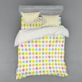 thumbnail image 1 of Geometric Duvet Cover Set, Argyle Pattern Formed by Dashed Lines Crossing over Soft Colored Diamond, Bedding Set with Shams and Fitted Sheet, 3 Sizes, by Ambesonne, 1 of 3