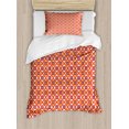 thumbnail image 1 of Geometric Duvet Cover Set, Checked Pattern with Dots in Squares Diagonal Retro Style, Decorative 2 Piece Bedding Set with 1 Pillow Shams, Twin Size, Sky Blue Marigold, by Ambesonne, 1 of 3