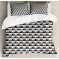 thumbnail image 1 of Geometric Duvet Cover Set, Concrete Geometric Patterns with Odd Minimalist Linked Shapes Image Print, Decorative 3 Piece Bedding Set with 2 Pillow Shams, King Size, Grey Black White, by Ambesonne, 1 of 3