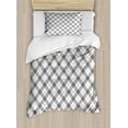 thumbnail image 1 of Geometric Duvet Cover Set, Fashion Style Textured Diagonal Scottish Irish Minimalist Design Pattern Print, Decorative 2 Piece Bedding Set with 1 Pillow Shams, Twin Size, Black White, by Ambesonne, 1 of 3