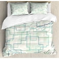 thumbnail image 1 of Geometric Duvet Cover Set, Futuristic Design Like a Subway Line with All Routes in Town Pattern, Decorative 3 Piece Bedding Set with 2 Pillow Shams, Calking Size, Mint Green Royal Blue, by Ambesonne, 1 of 3