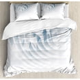 thumbnail image 1 of Geometric Duvet Cover Set, Futuristic Digital Spirals with Dimensional Line Features Vortex Inspired Print, Decorative 3 Piece Bedding Set with 2 Pillow Shams, Calking Size, Pale Blue, by Ambesonne, 1 of 2