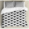 thumbnail image 1 of Geometric Duvet Cover Set King Size, Abstract Triangles Modern Symmetry Layout Repetitive Pattern Print, Decorative 3 Piece Bedding Set with 2 Pillow Shams, Charcoal Grey and White, by Ambesonne, 1 of 3